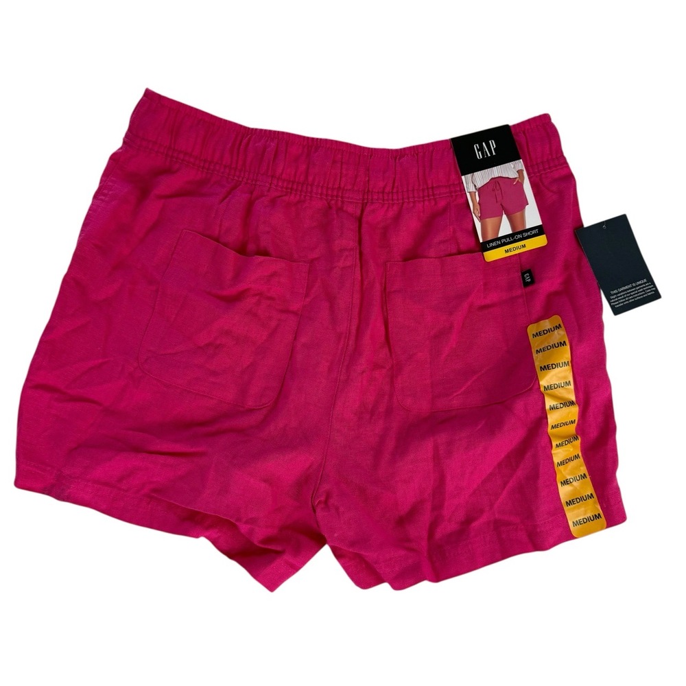 NWT GAP Pink Linen Elastic Waistband Pockets‎ Pull on Shorts Medium Women - Picture 2 of 10